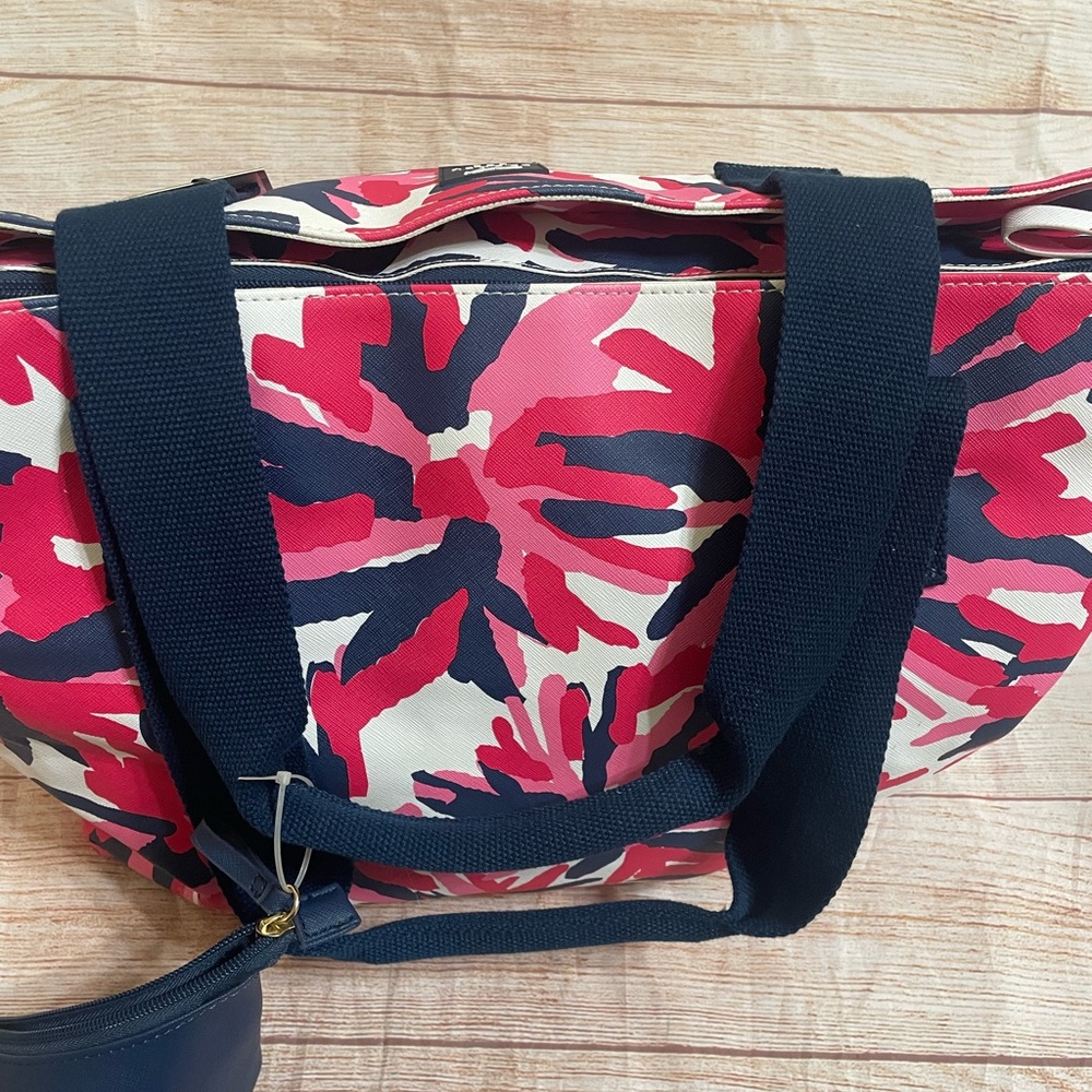 Dabney Lee Large Tote Bag w/Removable Pouch floral pink blue New - Picture 11 of 14